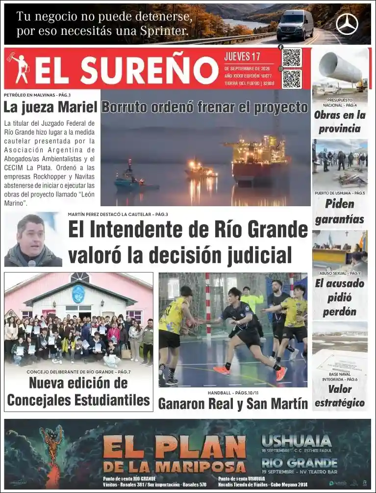 Estudios Max | RADIO COMUNITARIA MALVINAS 101.7MHZ - Tapa del diario El Sureño