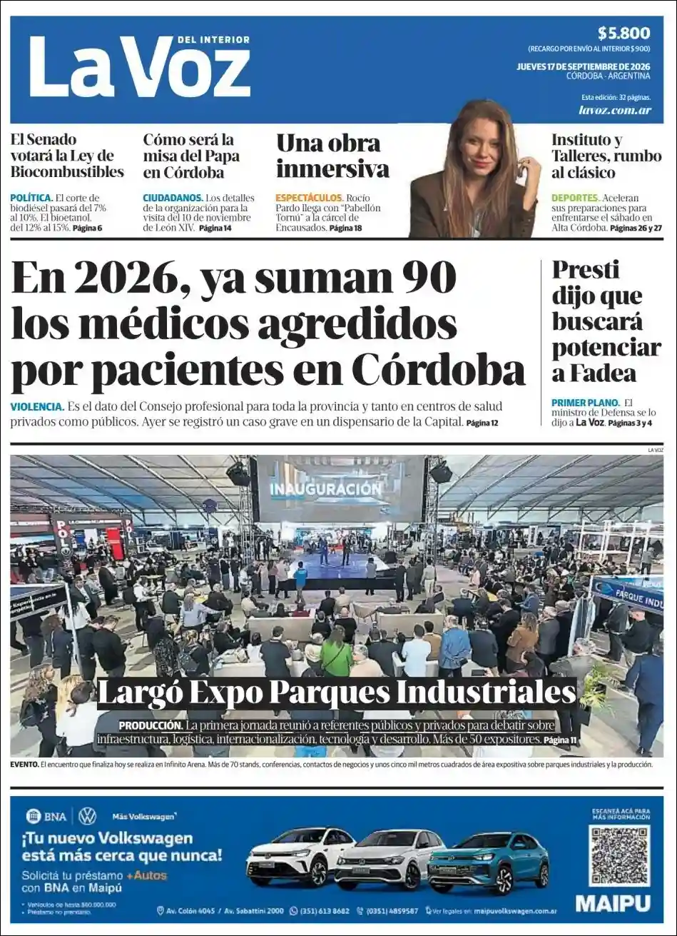 Estudios Max | RADIO COMUNITARIA MALVINAS 101.7MHZ - Tapa del diario La Voz